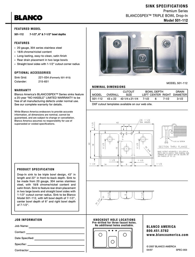 Blanco BlancoSpex 501-112 User manual