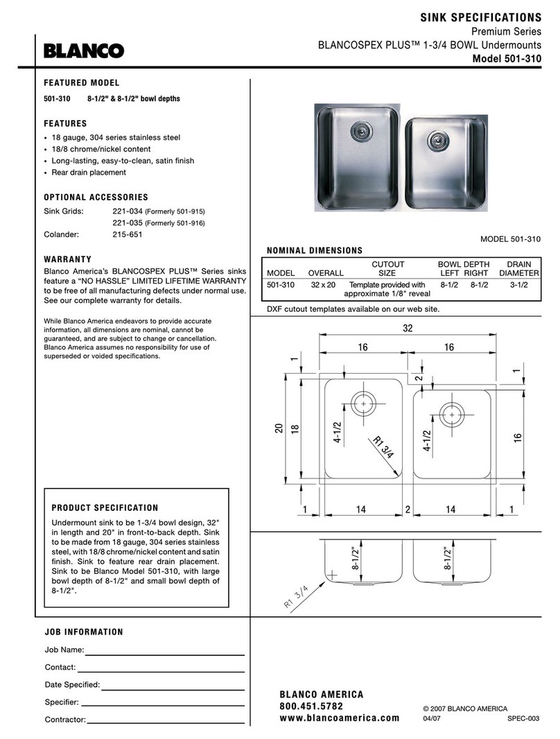 Blanco BlancoSpex 501-310 User manual Blanco BlancoSpex 501-310 User manual