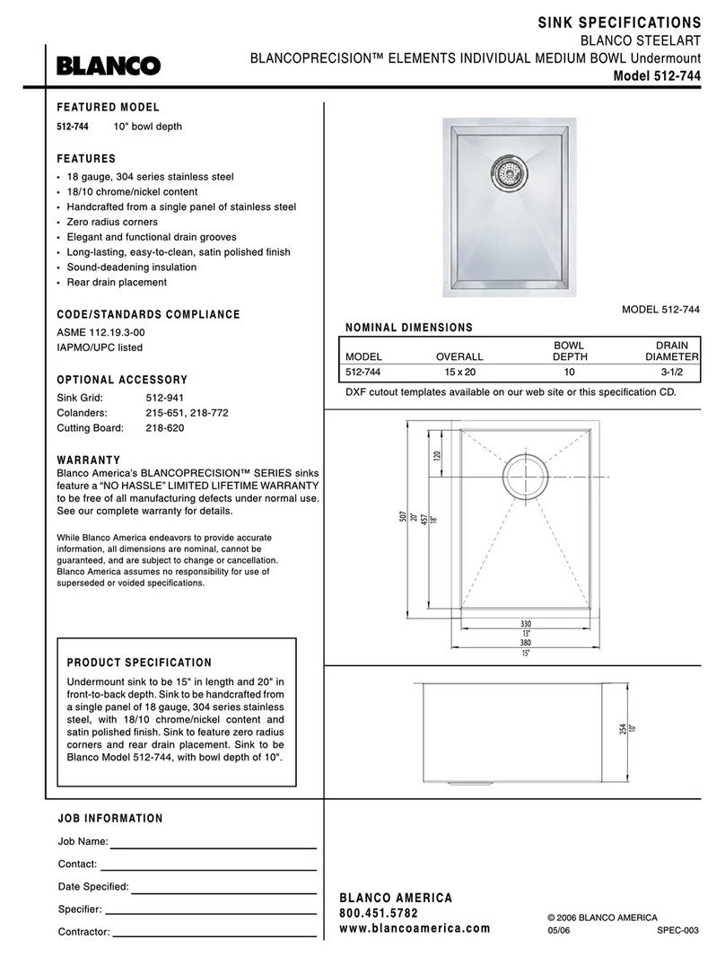 Blanco BlancoPrecision 512-744 Specification sheet