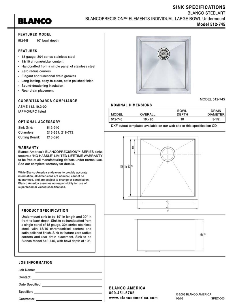 Blanco BlancoPrecision 512-745 Specification sheet
