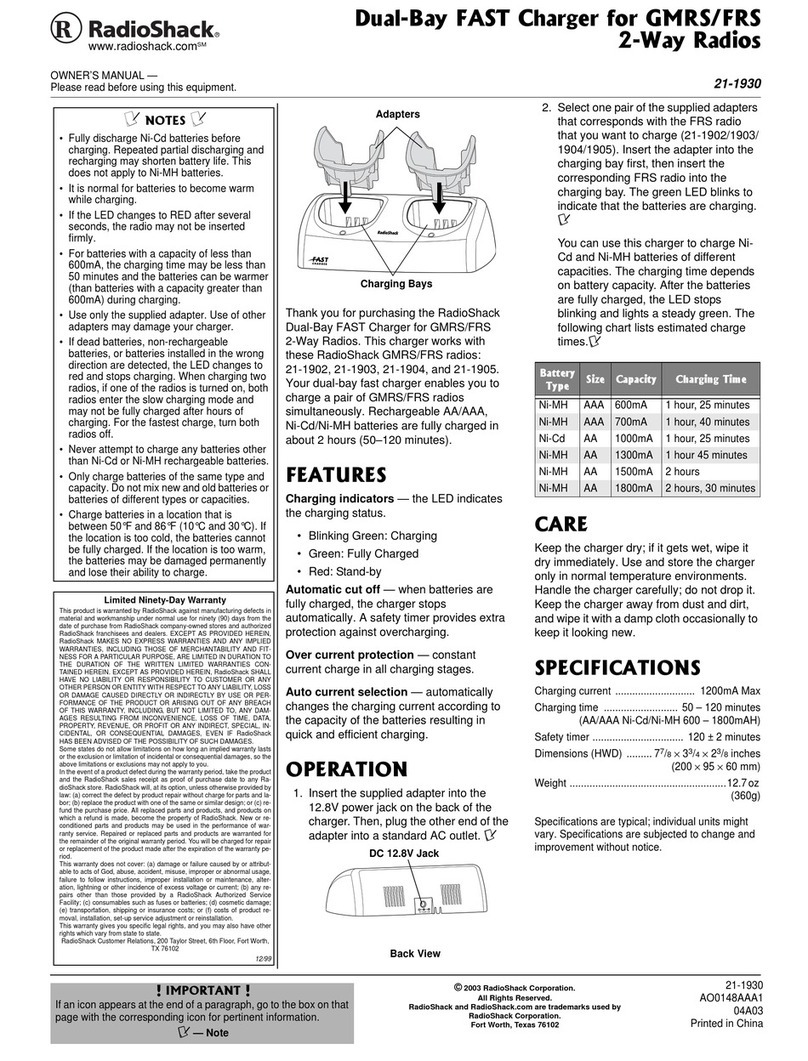 Radio Shack 21-1930 owner's manual