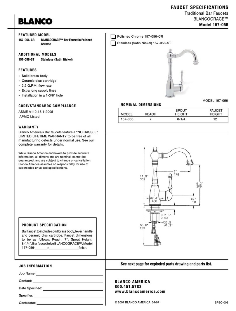 Blanco BLANCOGRACE 157-056 Specification sheet