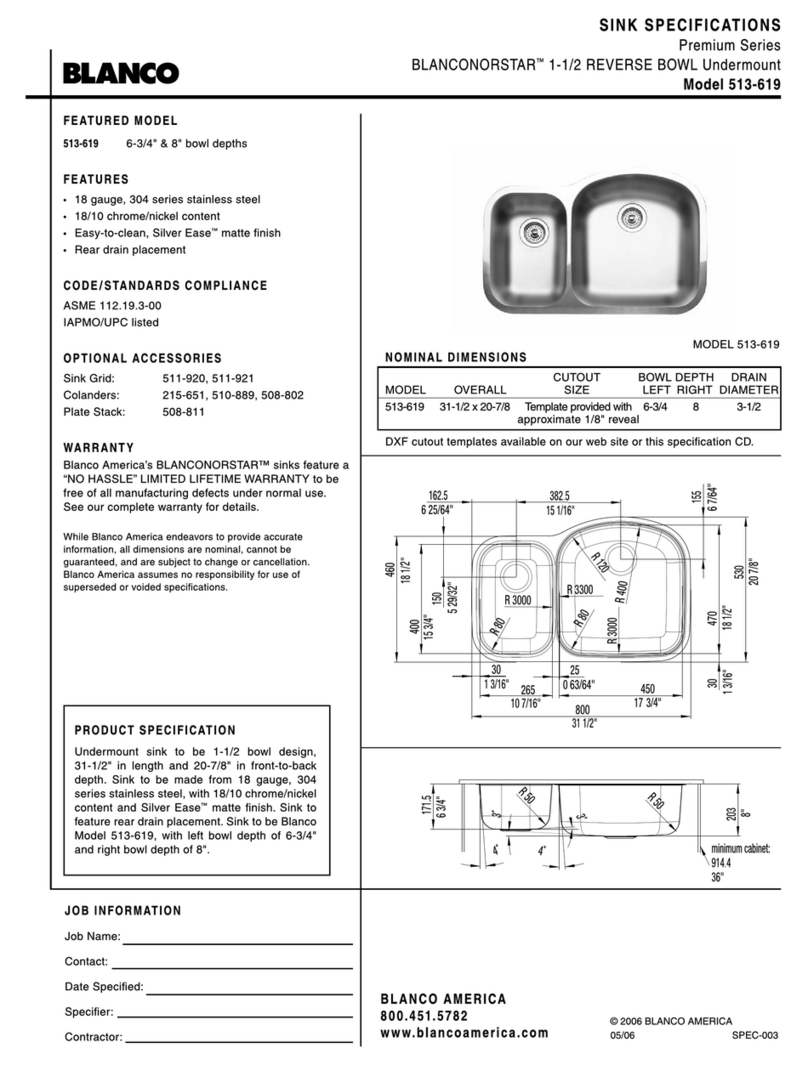 Blanco 1-1/2 Reverse Bowl Undermount 513-619 User manual