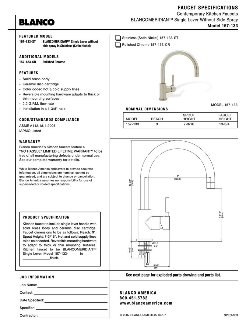 Blanco BLANCOMERIDIAN 157-133 Specification sheet Blanco BLANCOMERIDIAN 157-133 Specification sheet