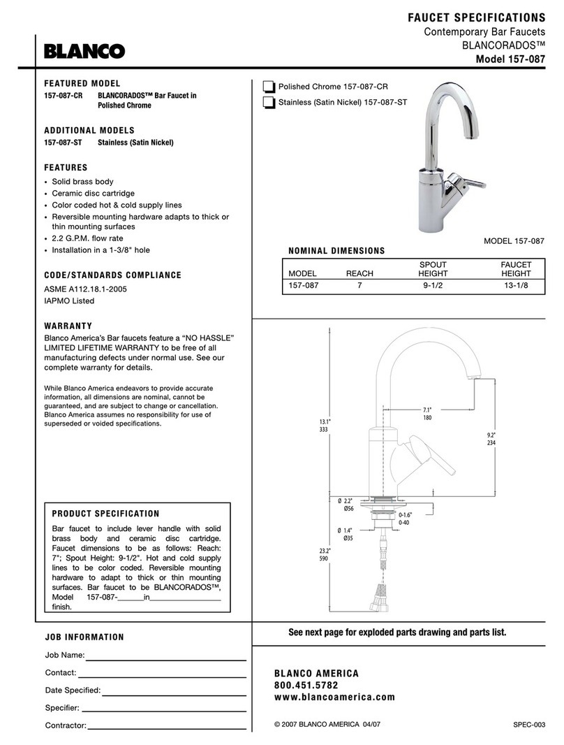Blanco BLANCORADOS 157-087 Specification sheet Blanco BLANCORADOS 157-087 Specification sheet