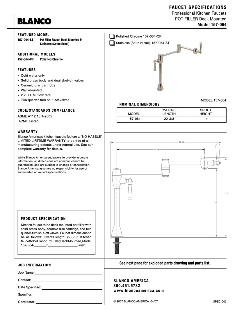 Blanco POT FILLER 157-064 User manual Blanco POT FILLER 157-064 User manual