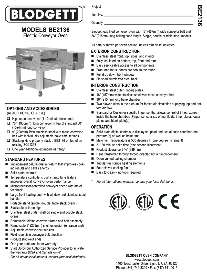 Blodgett BE2136 DOUBLE Specification sheet