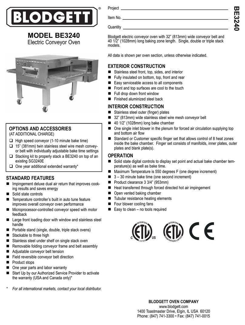 Blodgett BE3240 User manual