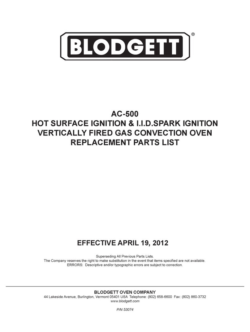 Blodgett AC-500 XCEL Replacement parts list