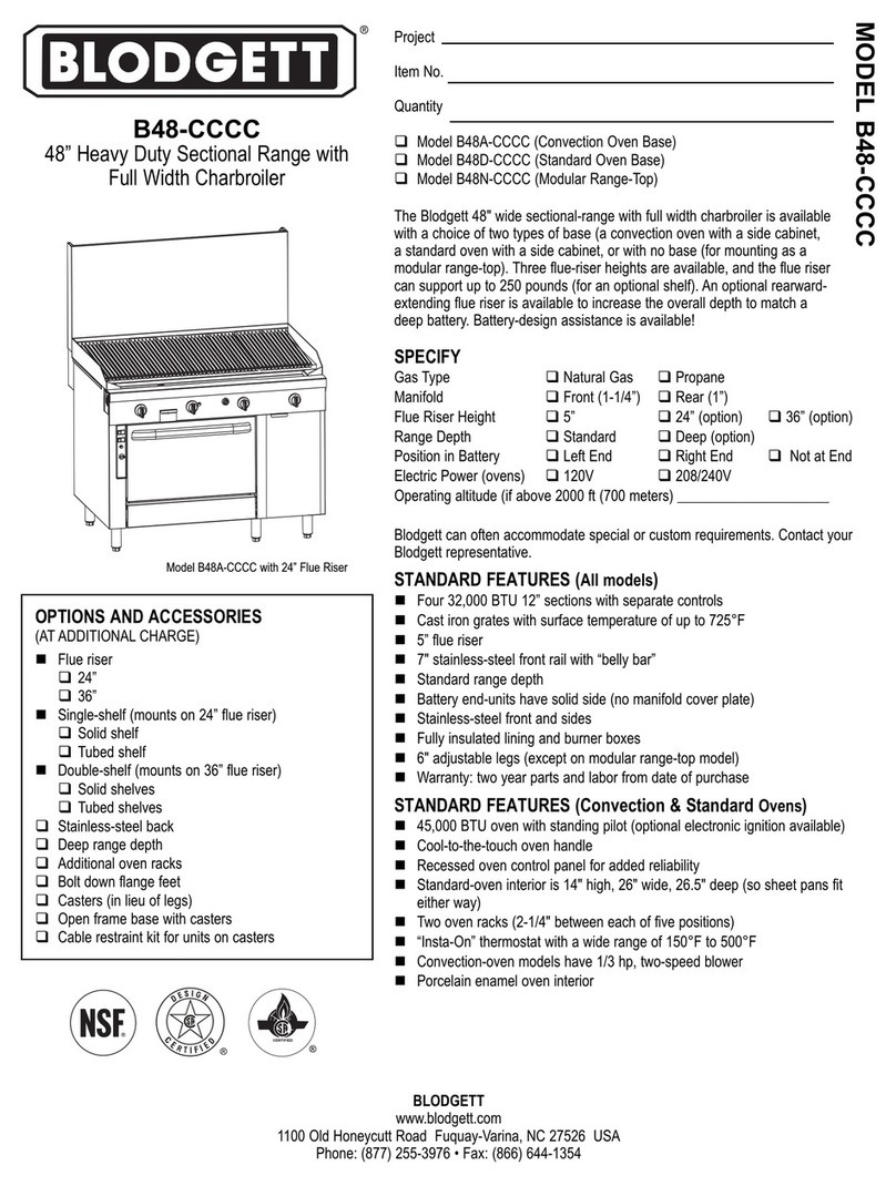 Blodgett Saffire B48A-CCCC Specification sheet