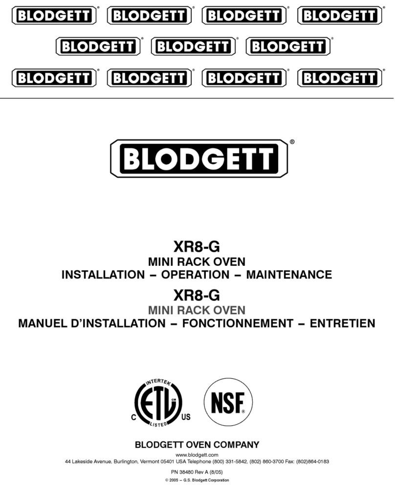 Blodgett XR8-G User manual