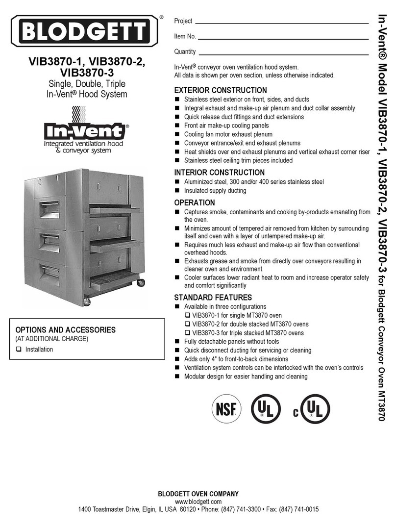 Blodgett IN-VENT VIB3870-1 Operating and safety instructions