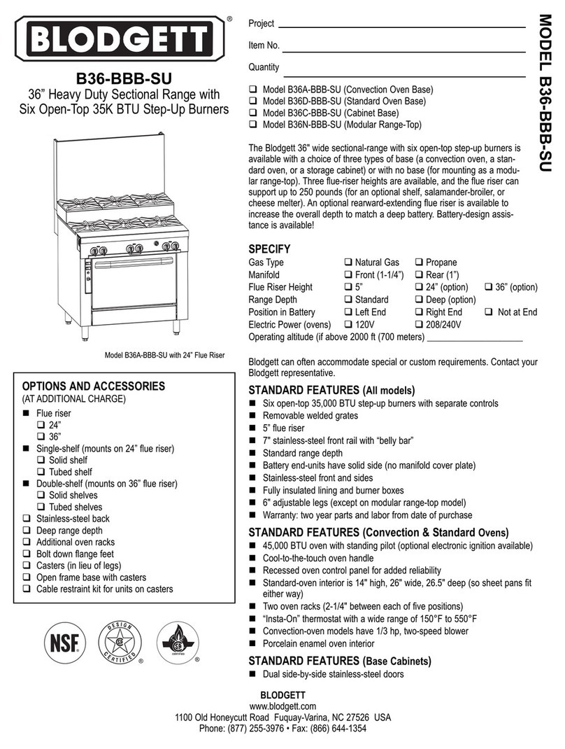 Blodgett Saffire B36A-BBB-SU Specification sheet