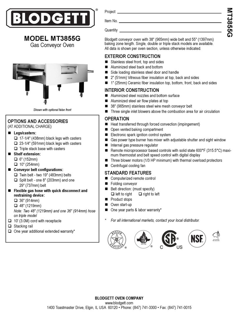 Blodgett MT3855G User manual