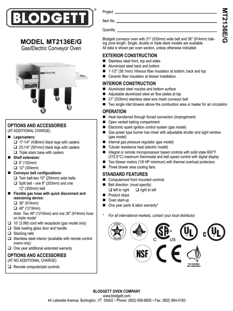 Blodgett MT2136E User manual