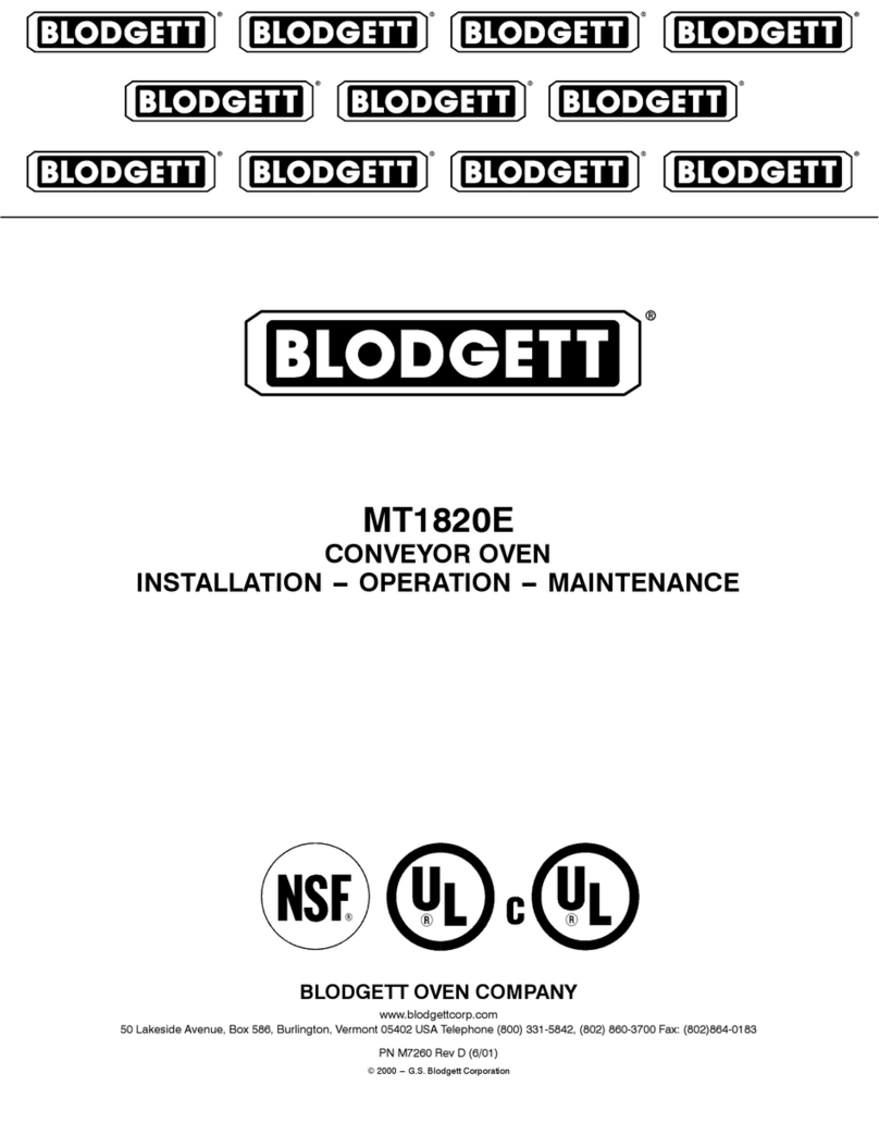 Blodgett CONVEYOR OVEN MT1820E User manual
