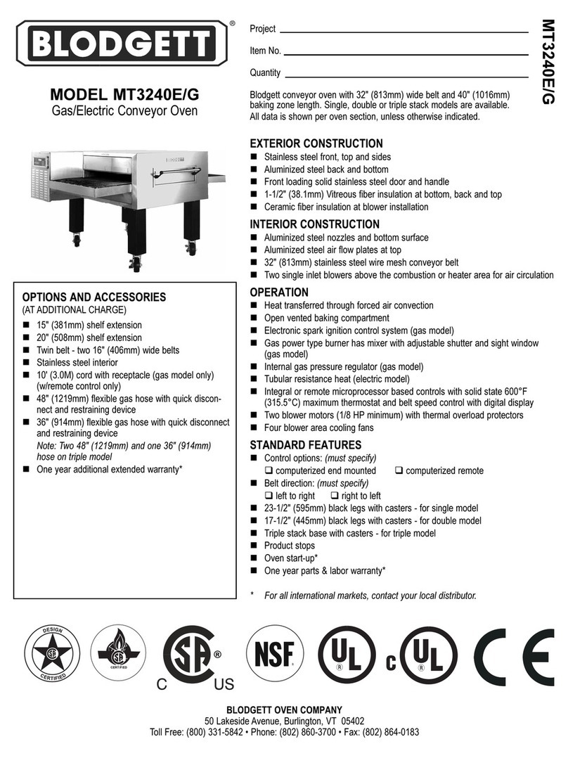Blodgett MT3240E/G User manual