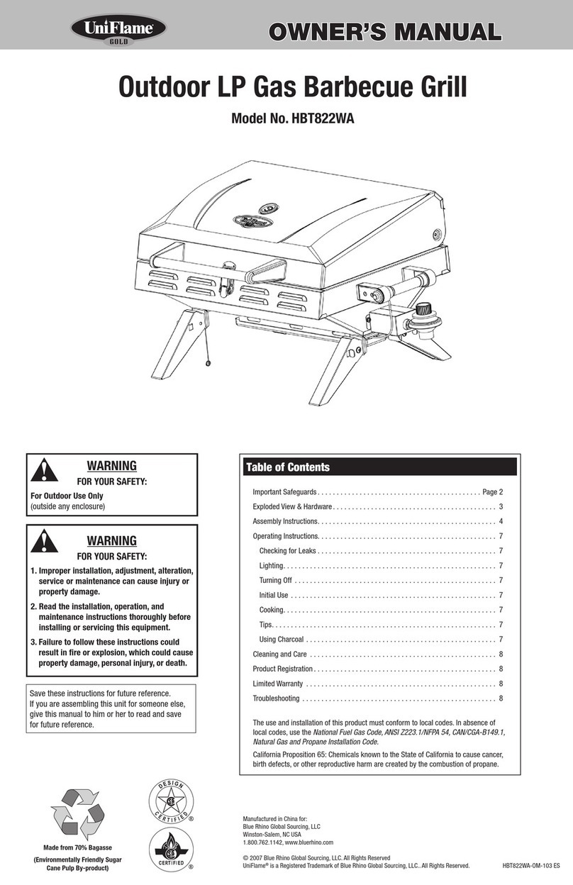 BlueRhino UniFlame Gold HBT822WA owner's manual