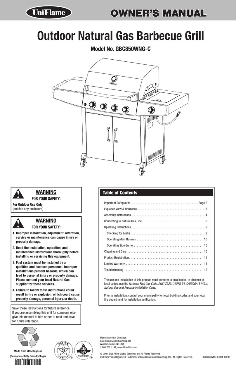 BlueRhino UniFlame GBC850WNG-C User manual