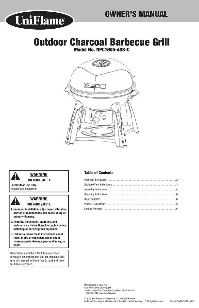 Uniflame Outdoor Charcoal Barbecue Grill NPC2204 User manual