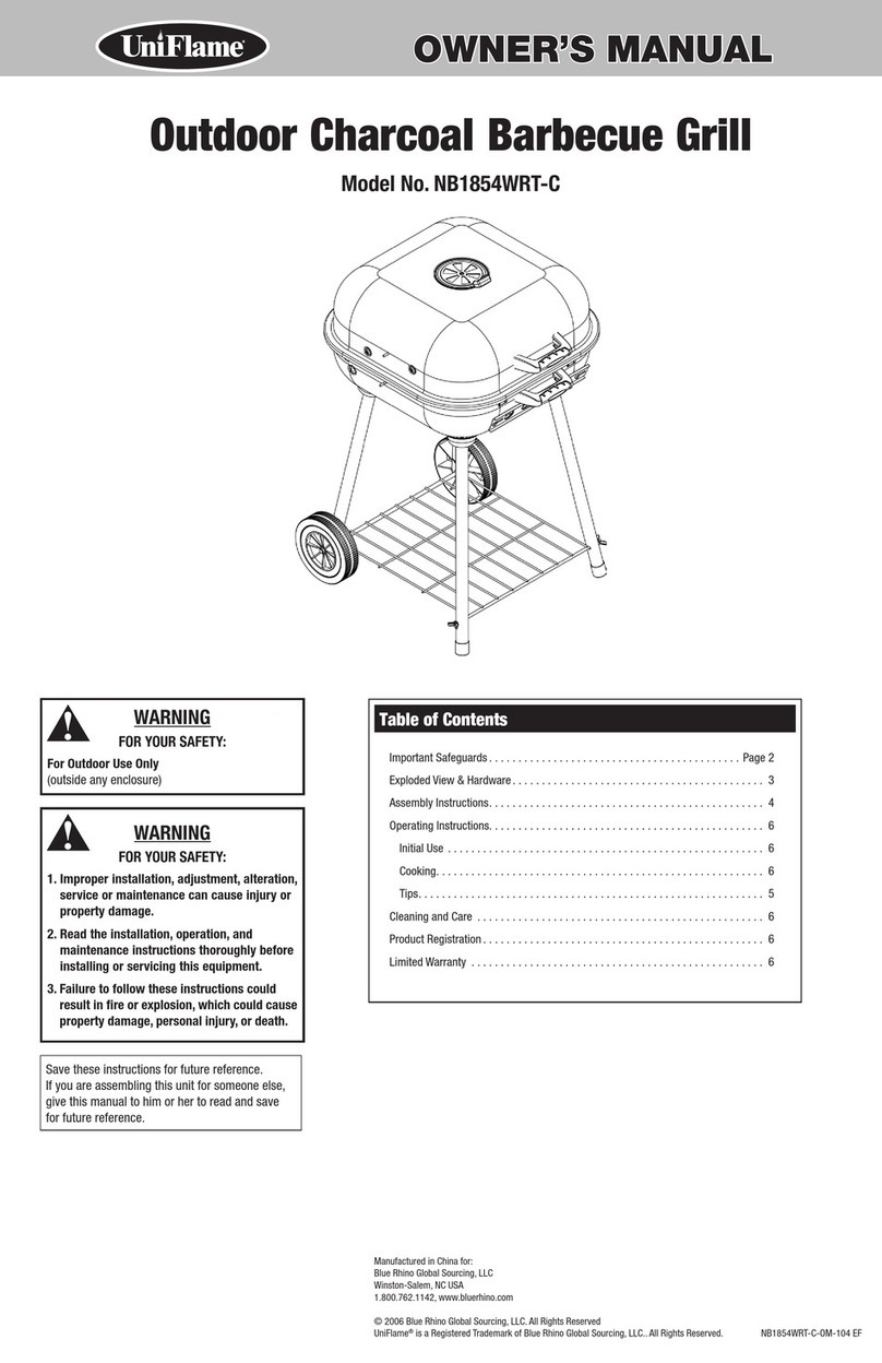 Uniflame Outdoor Charcoal Barbecue Grill NB1854WRT-C owner's manual