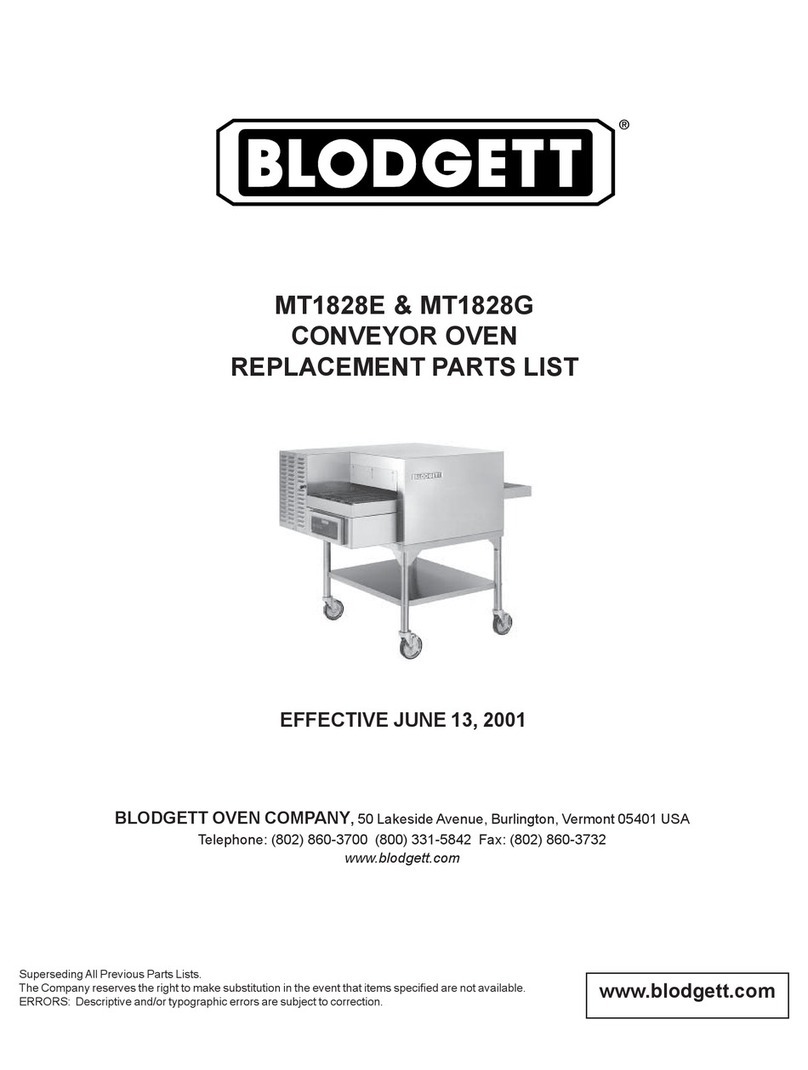 Blodgett ELECTRIC CONVEYOR OVEN MT1828E Application guide