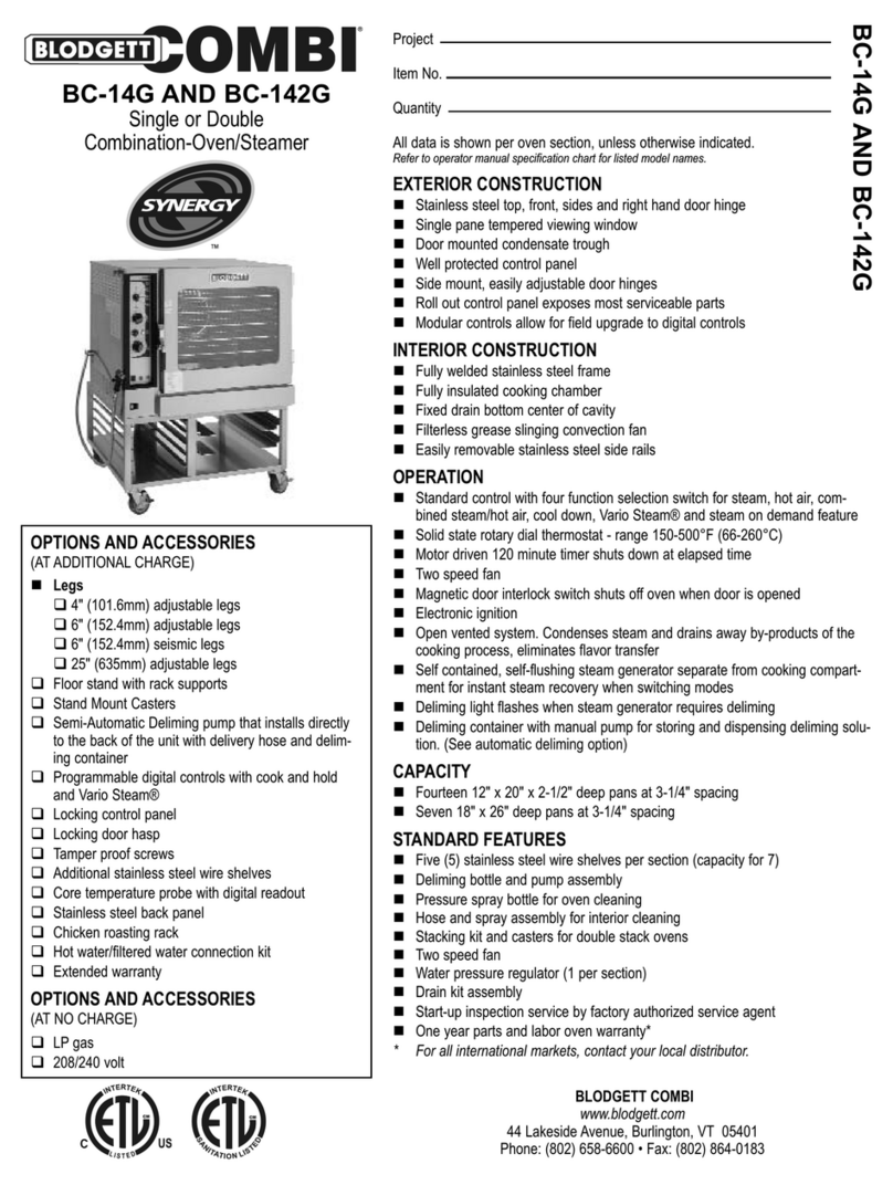 Blodgett Combi SYnergy BC14G Operating and safety instructions Blodgett Combi SYnergy BC14G Operating and safety instructions