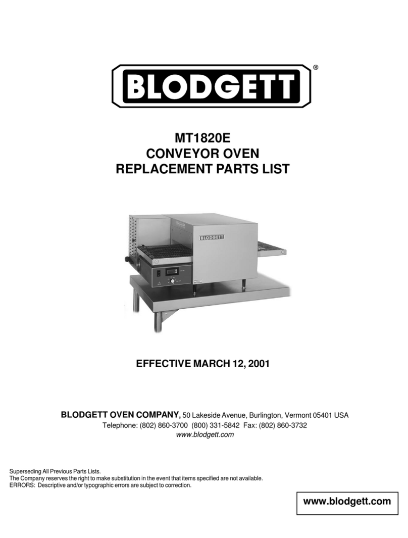 Blodgett CONVEYOR OVEN MT1820E Application guide