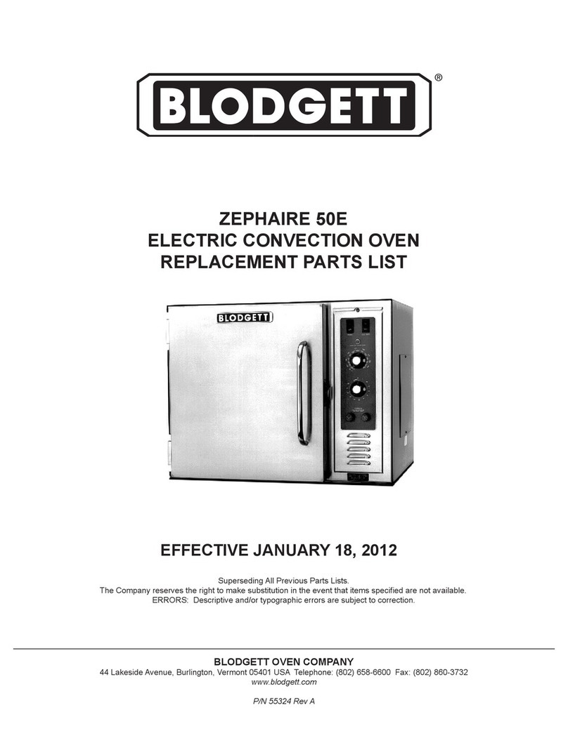 Blodgett ZEPHAIRE 50E Replacement parts list