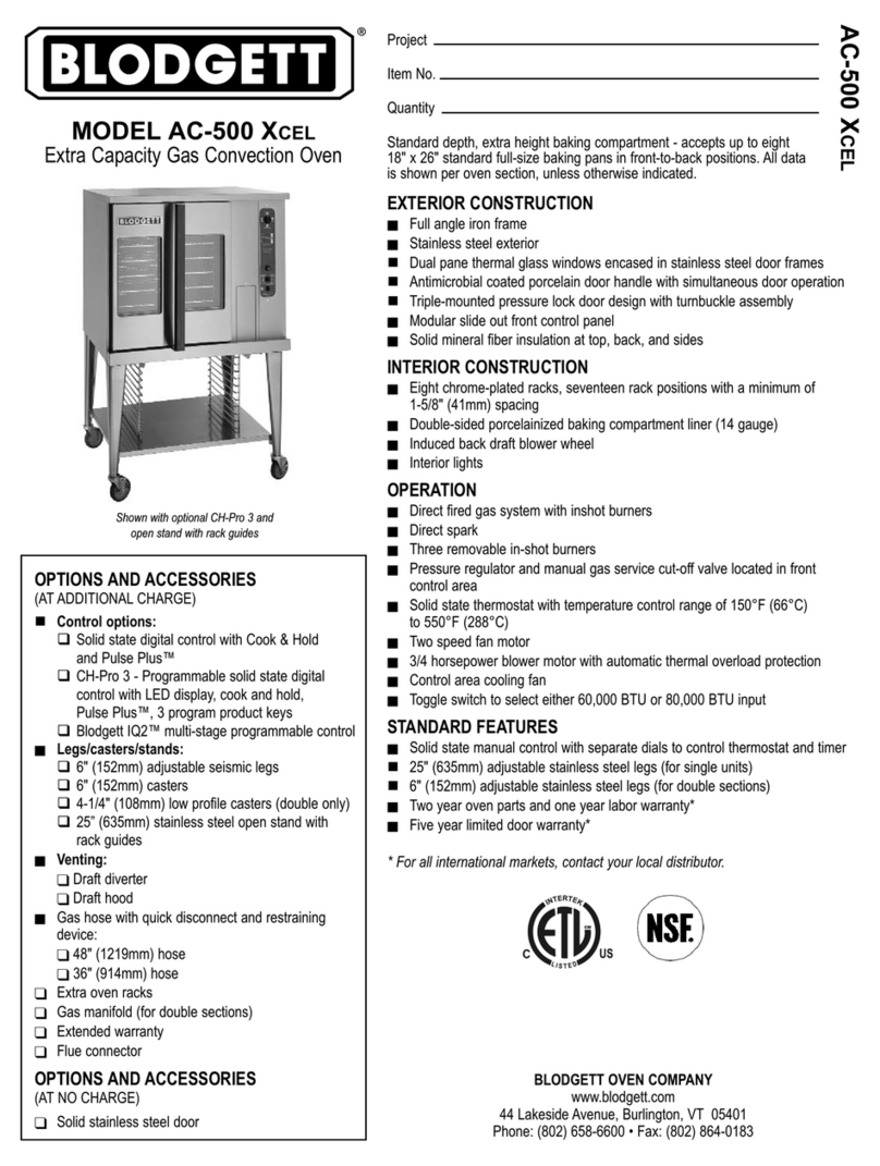 Blodgett AC-500 XCEL Operating and safety instructions