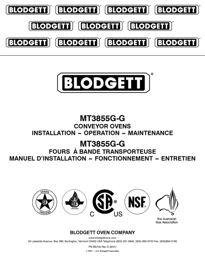 Blodgett MT3855G-G User manual