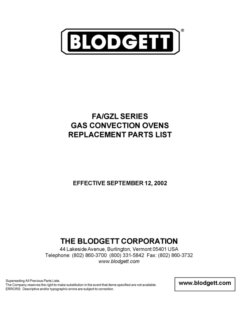 Blodgett FA/GZL Replacement parts list