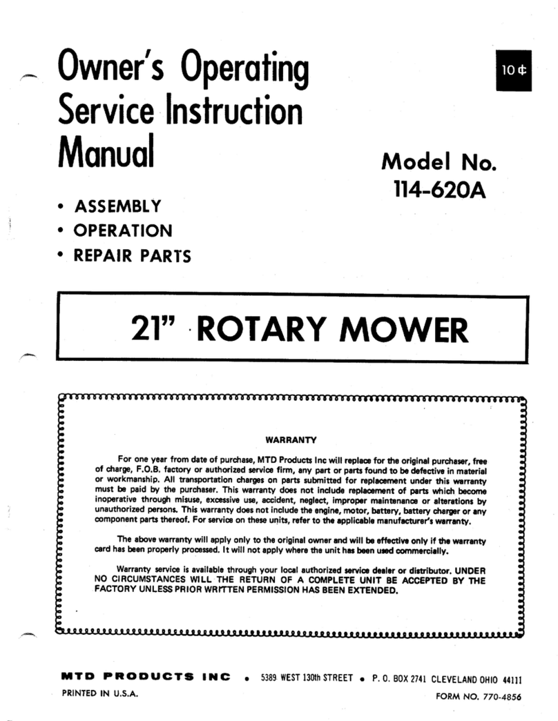MTD 114-620A Owner's operating service instruction manual
