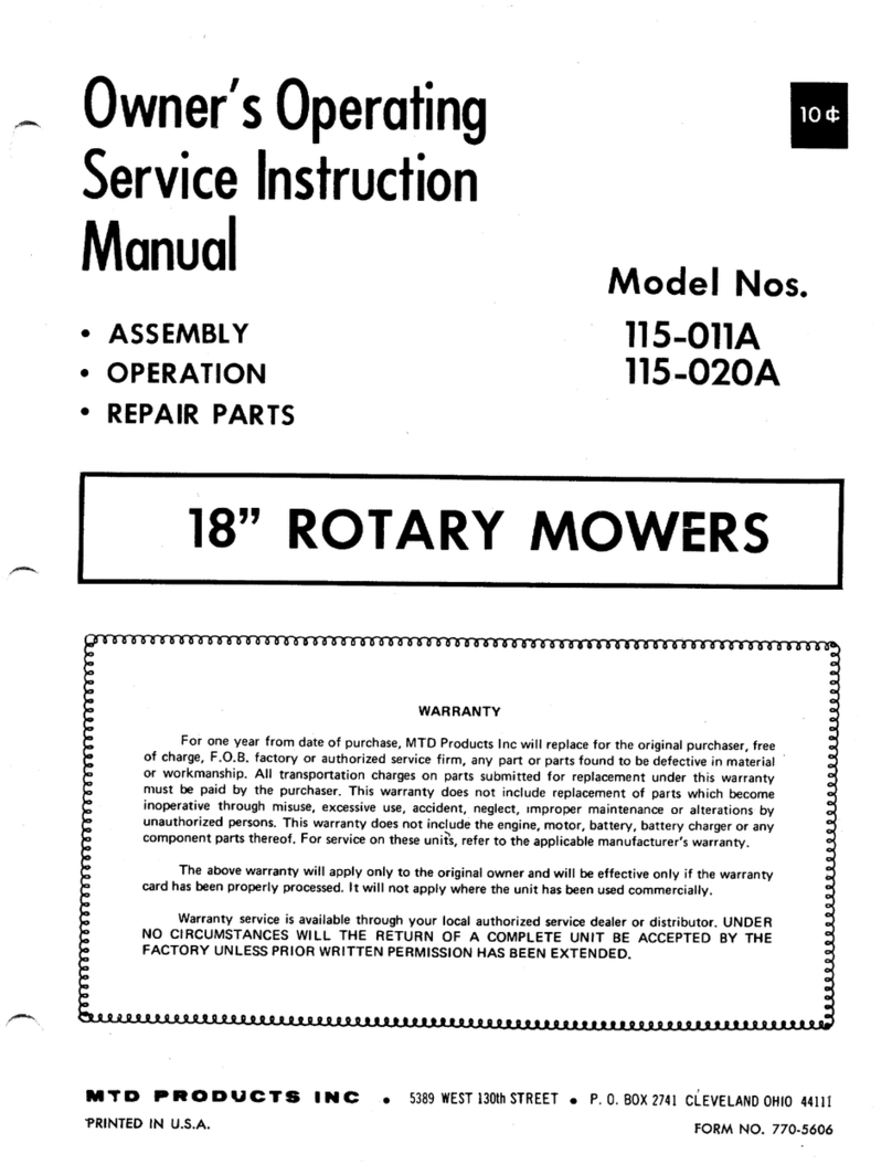MTD 115-011A Owner's operating service instruction manual