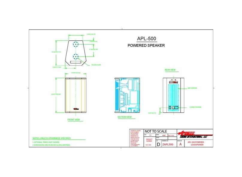 Apogee Powered Loudspeaker APL-500 Product dimensions