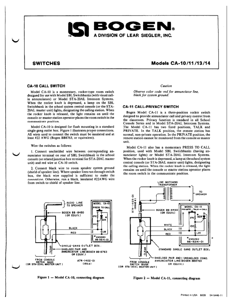 Bogen CA-10 User manual