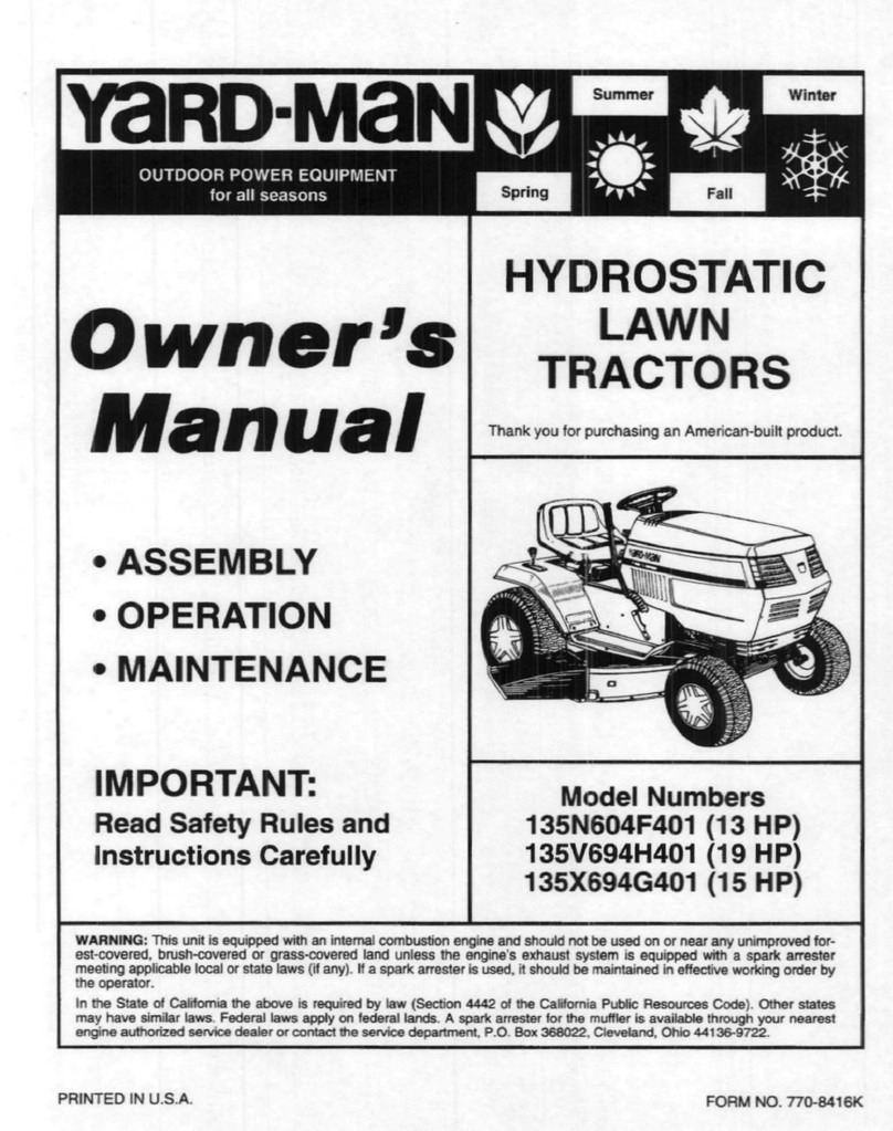 Yard-Man 135N604F401 owner's manual