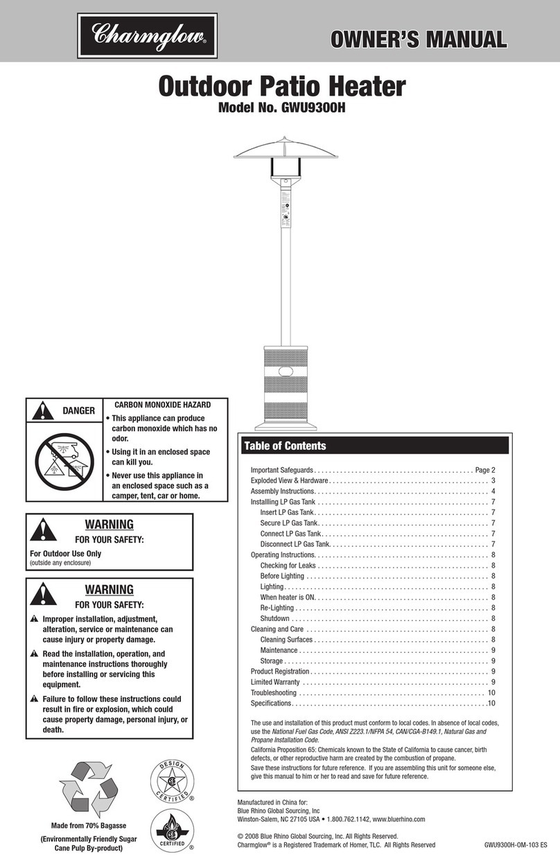 BlueRhino Charmglow GWU9300H User manual BlueRhino Charmglow GWU9300H User manual