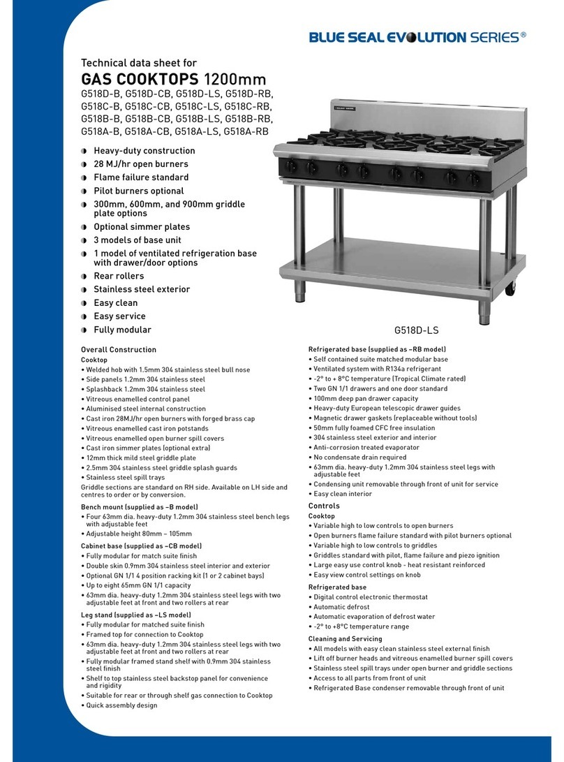 Moffat BLUE SEAL EVOLUTION G518A-B Technical data sheet