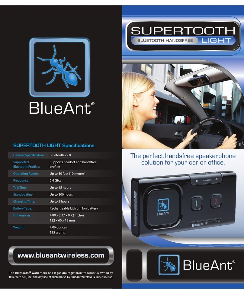 Blueant Supertooth Light Specifications
