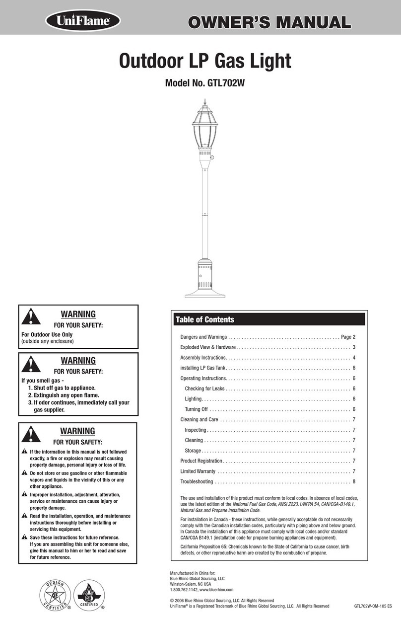 BlueRhino UniFlame GTL702W owner's manual