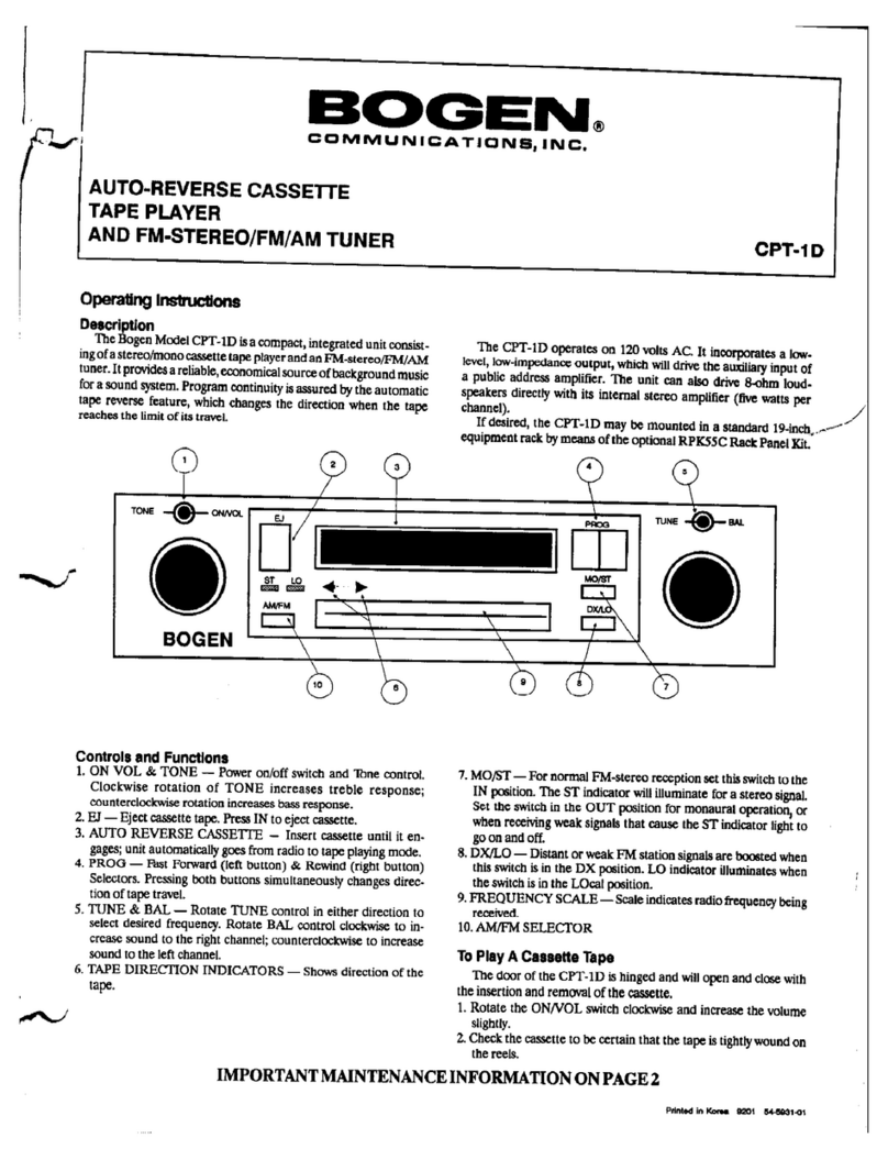 Bogen CPT-1D User manual