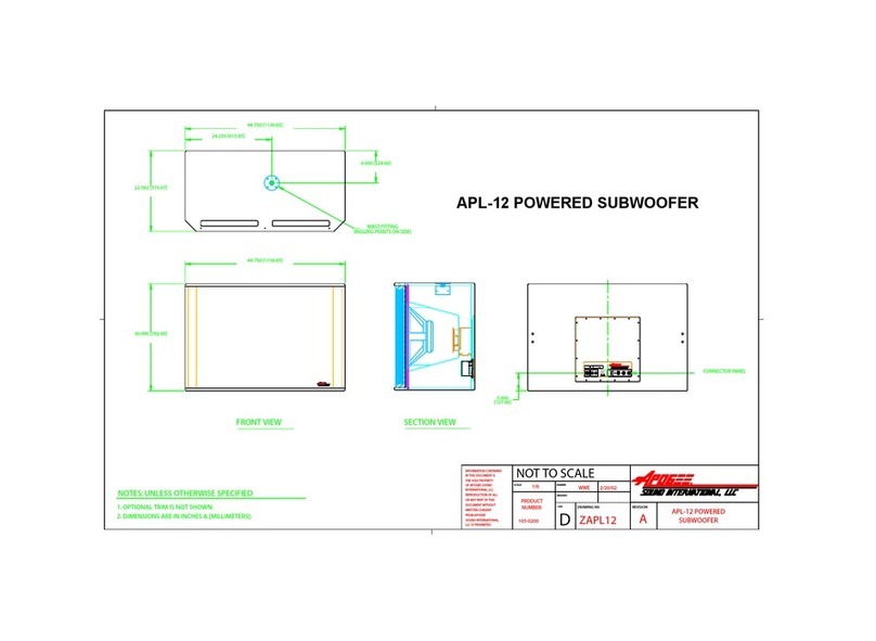 Apogee Powered Subwoofer APL-12 Product dimensions