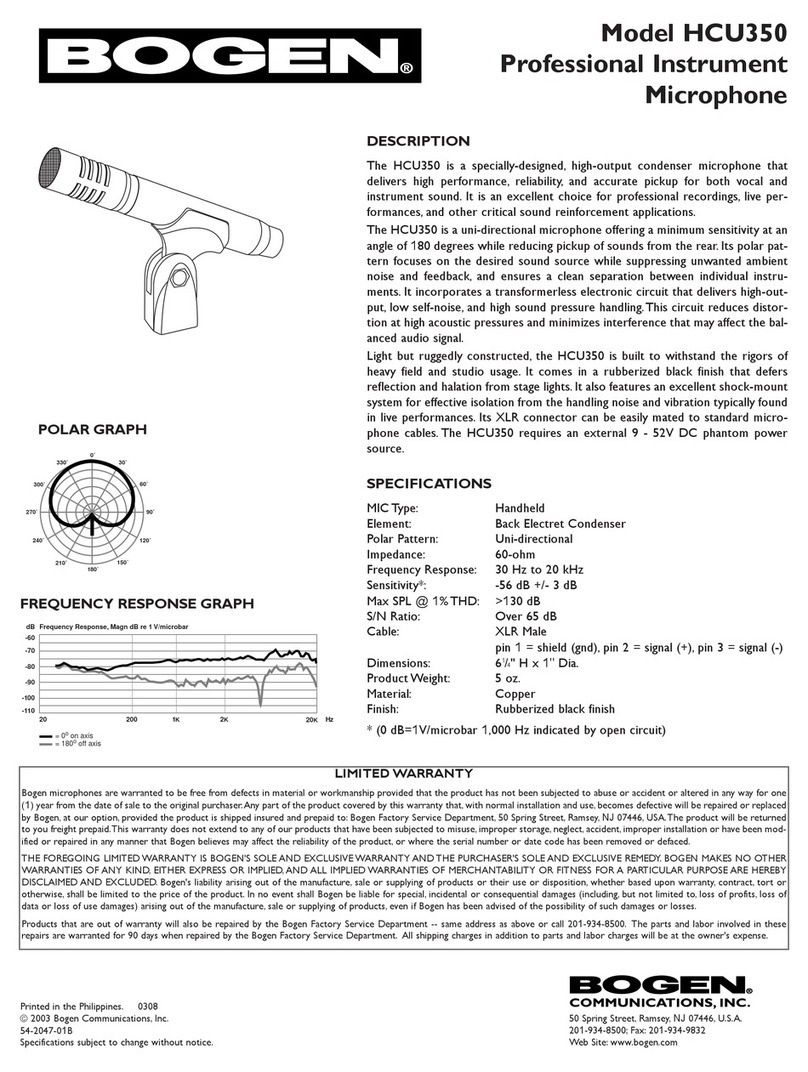 Bogen HCU350 Specification sheet