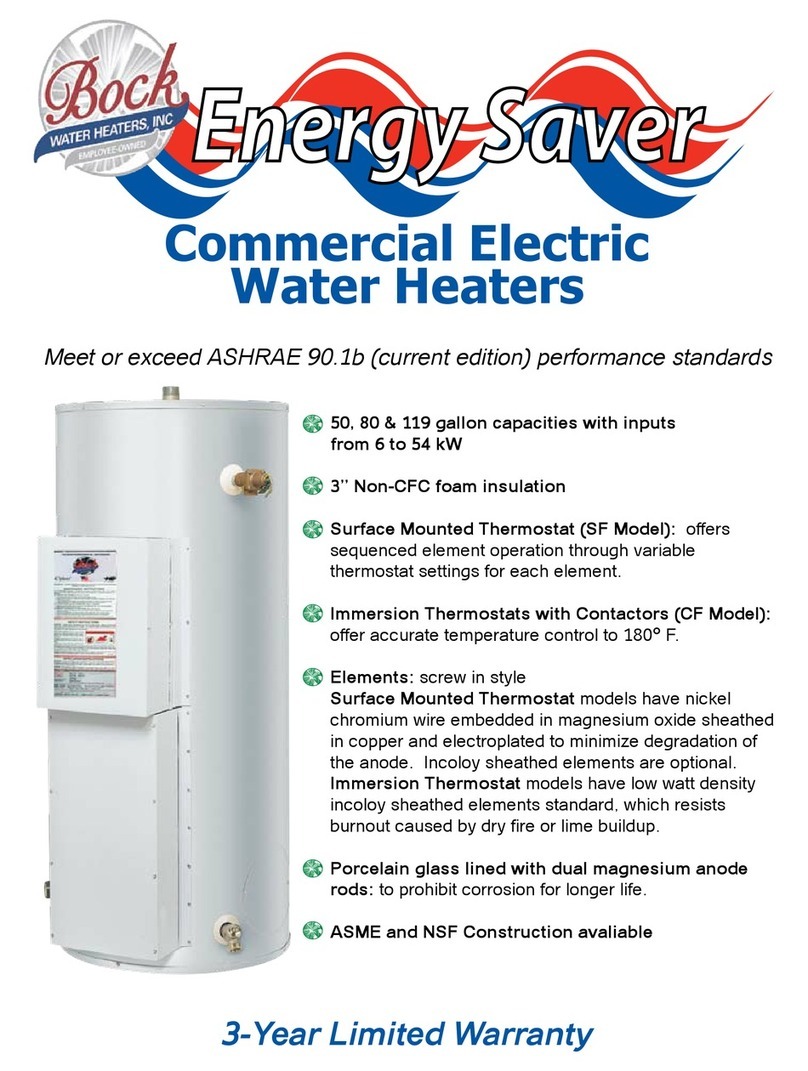 Bock Water heaters Electric Water Heaters Specification sheet
