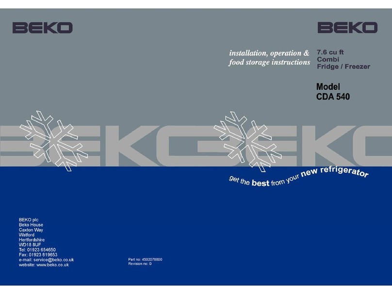 Beko CDA 540 Installation, operation & food storage instructions