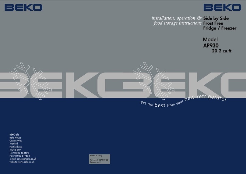 Beko AP930 Installation, operating & food storage instructions