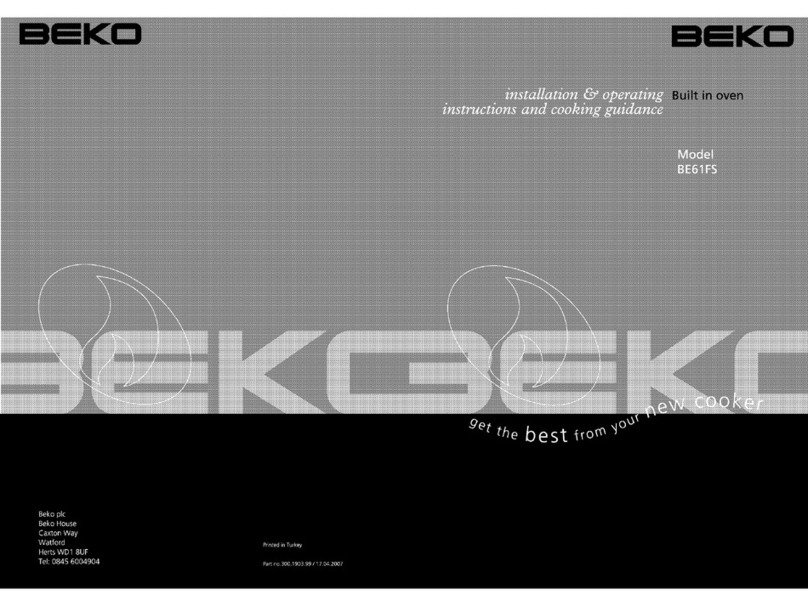 Beko BE61FS Installation & operating instructions and cooking guidance Beko BE61FS Installation & operating instructions and cooking guidance
