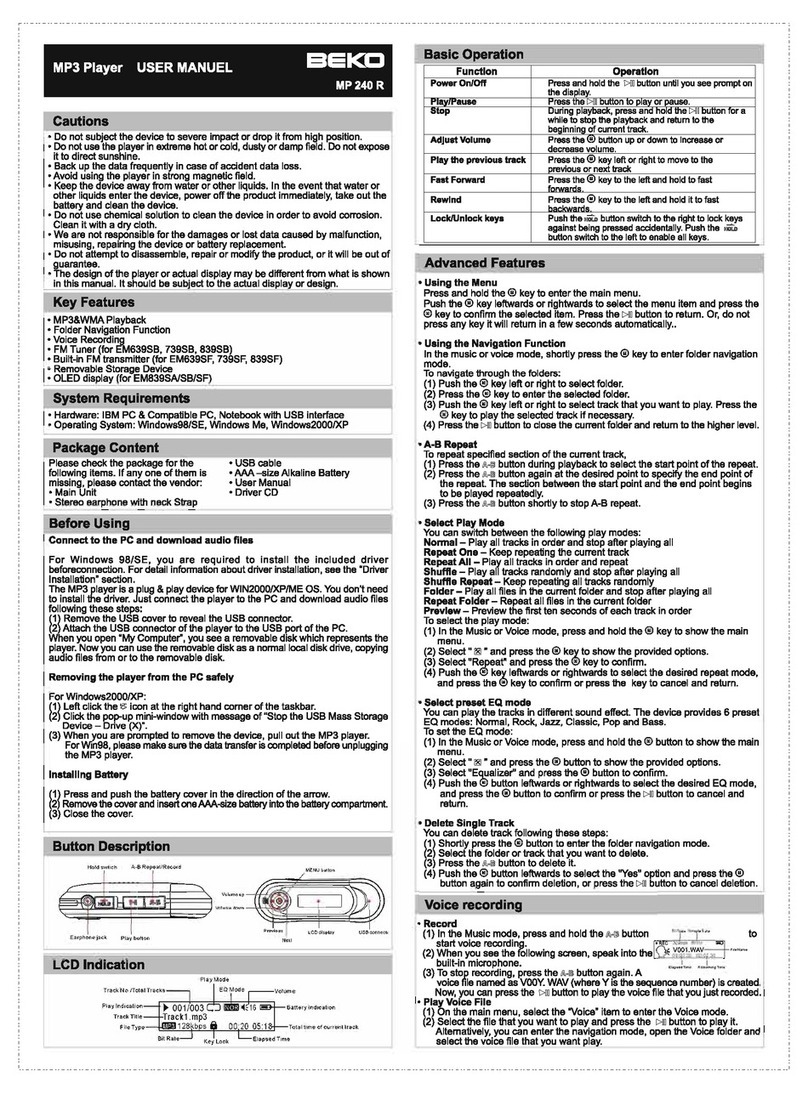 Beko MP 240 R user manual
