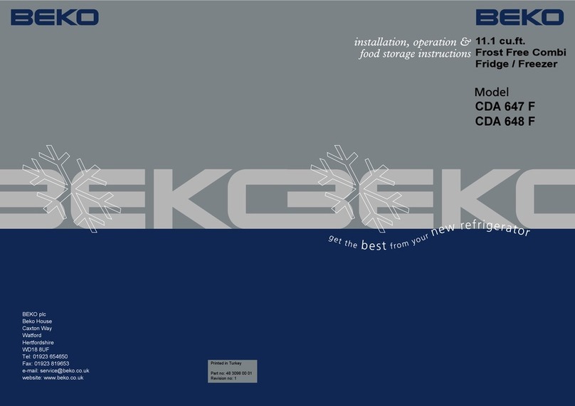 Beko FROST FREE COMBI CDA 647 F Installation instructions